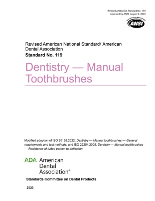Thumbnail for ANSI/ADA Standard No. 119:2023 Dentistry - Manual Toothbrushes