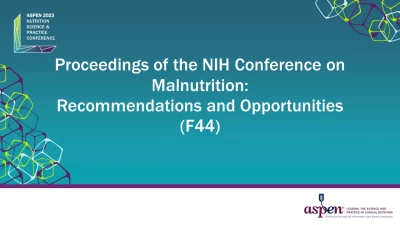 Thumbnail for Proceedings of the NIH Conference on Malnutrition: Recommendations and Opportunities (F44)