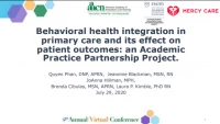 Thumbnail for Behavioral Health Integration in Primary Care and Its Effect on Patient Outcomes: An Academic Practice Partnership Project