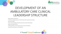 Thumbnail for Development of an Ambulatory Care Clinical Leadership Structure