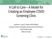 Thumbnail for A Call to Care - Set-Up of an Employee COVID Screening Clinic
