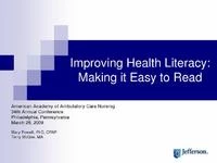 Thumbnail for Health Literacy: Making It Easy to Read and Use