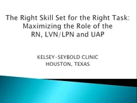 Thumbnail for Special In-Brief Session: The Right Skill Set for the Right Task: Maximizing the Role of the RN, LVN, and Unlicensed Assistive Personnel (UAP); Innovation Within the Primary Care Rooming Process and the Outstanding Results