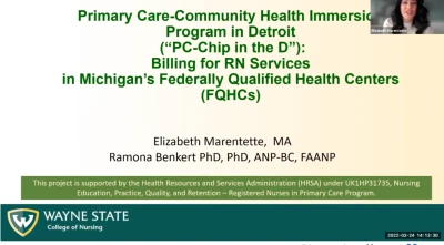 Thumbnail for Primary Care-Community Health Immersion Program in Detroit (“PC-Chip in the D”): Billing for RN Services in Michigan’s Federally Qualified Health Centers (FQHCs)