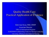 Thumbnail for Quality Health Care: Practical Application of Evidence