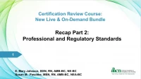 Thumbnail for Recap Part 2 - Professional and Regulatory Standards