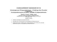 Thumbnail for Emergency Preparedness:  Putting the Puzzle Together Comprehensive Public  Health Preparedness
