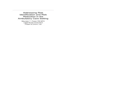 Thumbnail for Addressing Risk Identification and Reduction in the Ambulatory Care Setting