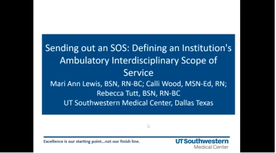 Thumbnail for Sending Out an SOS: Defining an Institution’s Ambulatory Care Interdisciplinary Scope of Service