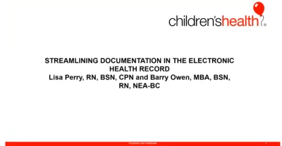 Thumbnail for Streamlining Documentation in the Electronic Medical Record