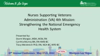 Thumbnail for Nurses Supporting Veterans Administration (VA) 4th Mission: Strengthening the National Emergency Health System