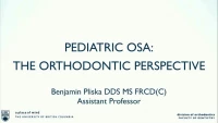 Thumbnail for Pediatric Obstructive Sleep Apnea: The Orthodontic Perspective