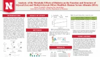 Thumbnail for Analysis of the metabolic effects of diabetes on the function and structure of glyoxal and methylglyoxal modified human serum albumin