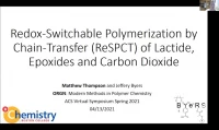 Thumbnail for Redox-switchable polymerization by chain-transfer (ReSPCT) of lactones, epoxides and carbon dioxide
