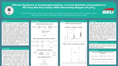 Thumbnail for Efficient synthesis of cyclopropylacetylene, a crucial synthetic intermediate for efavirenz using chlorinating reagents ( PCl5 and Ph3PCl2)