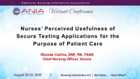 Thumbnail for Analyzing When, Why, and How Nurses Use Secure Texting Apps for Patient Care