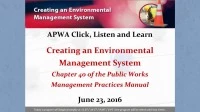 Thumbnail for Creating an Environmental Management System (Chapter 40 of the Public Works Management Practices Manual)