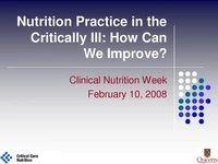Thumbnail for Nutrition Practice in the Critically Ill: How Can We Improve?