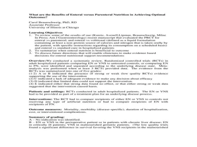 Thumbnail for Promoting Positive Outcomes: What is Optimal Nutrition Support?