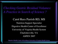 Thumbnail for Roadblocks to Enteral Feeding: Ivory Tower vs. Reality