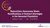 Thumbnail for Ramifications of Nutrient Shortages in the Neonatal Population