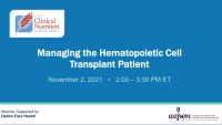 Thumbnail for Managing the Hematopoietic Cell Transplant Patient