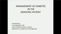 Thumbnail for Management of Diabetes in the Geriatric Patient