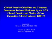 Thumbnail for An Update on Clinical Practice Guidelines and Position Statements that Affect the Care of Older Adults