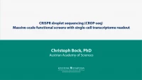 Thumbnail for CRISPR droplet sequencing (CROP-seq)Massive-scale functional screens with single-cell transcriptome readout