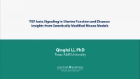 Thumbnail for TGF-beta Signaling in Uterine Function and Disease: Insights from Genetically Modified Mouse Models
