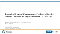 Thumbnail for Short Talk: Integrating DNA and RNA Sequencing Analysis to Describe Somatic Alterations and Expression in the HLA Gene Loci