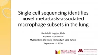 Thumbnail for Short Talk: Single Cell Sequencing Identifies Novel Metastasis-Associated Macrophage Subsets in the Lung