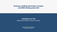 Thumbnail for Existence, profiling and function of mature microRNA-binding protein QKI