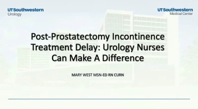 Thumbnail for Postprostatectomy Incontinence Treatment Delay: Urology Nurses Can Make a Difference