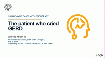 Thumbnail for AGA Challenging Cases with PPI Therapy: Non-Response to PPI Therapy, Managing Patient Concerns of PPI Therapy (L103)