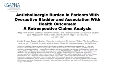Thumbnail for Anticholinergic Burden in Patients with Overactive Bladder and Association with Health Outcomes: A Retrospective Database Claims Analysis