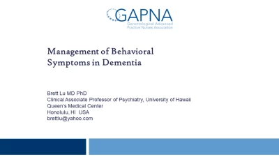 Thumbnail for Management of Behavioral Symptoms in Dementia