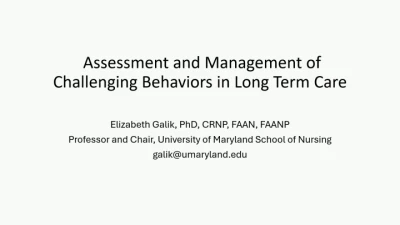 Thumbnail for Assessment and Management of Challenging Behaviors in Long-Term Care