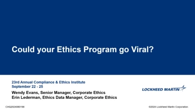 Thumbnail for P14 Could Your Ethics Program Go Viral?