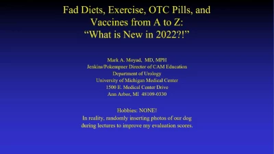 Thumbnail for Fad Diets, Exercise, OTC Pills, and Vaccines from A to Z: What is New in 2022!