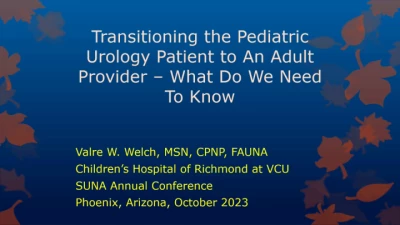 Thumbnail for Transitioning the Pediatric Urology Patient to an Adult Provider – What Do We Need to Know?